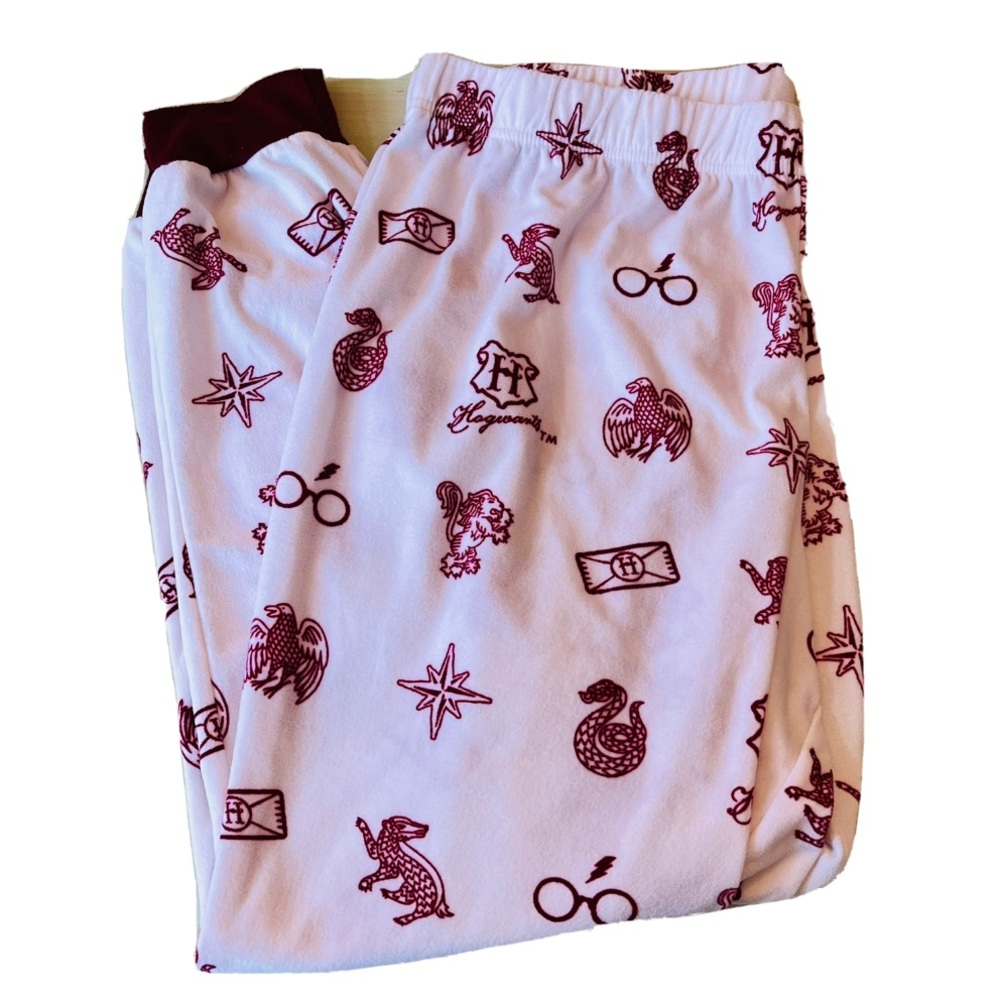 HARRY POTTER Hogwarts Letter Pajama Pants Fleece Womens XL Petite Red White
